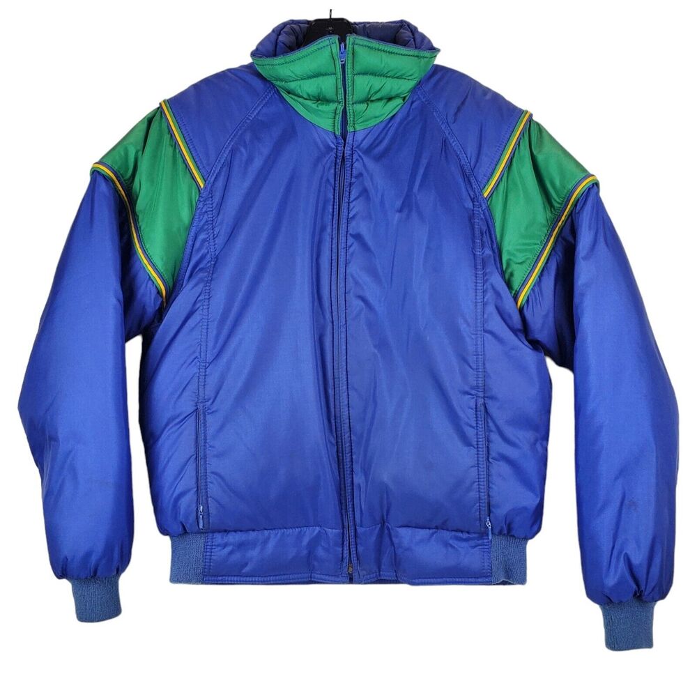 Vintage NATURAL HIGH Jacket Adult Large Blue Green Full Zip Puffer Down Outdoor